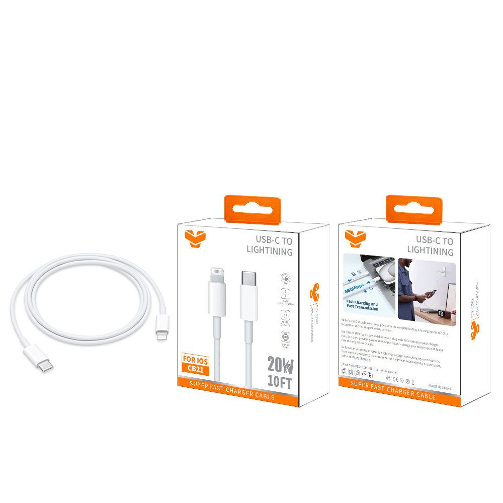 CB21  20W USB-C to Lightning Cable 10FT