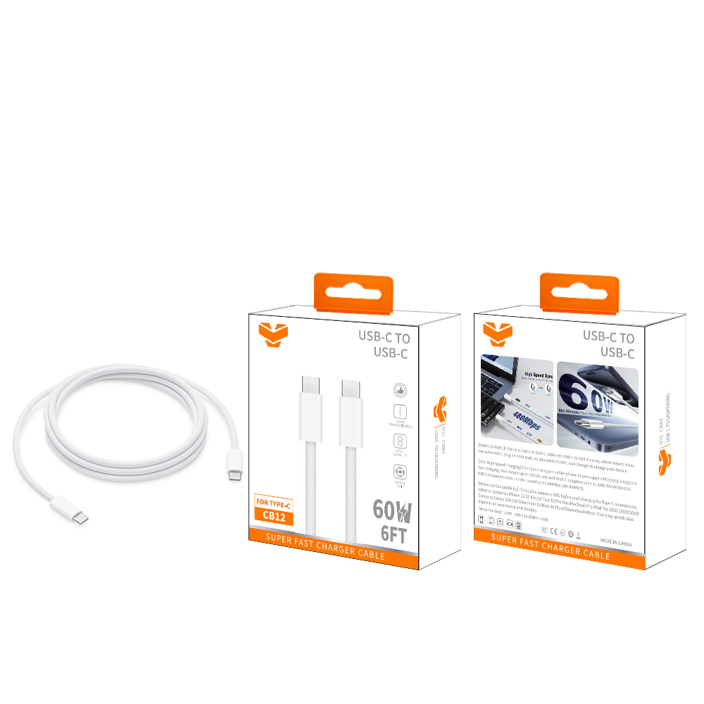 CB12  60W USB-C to USB-C Cable 6FT