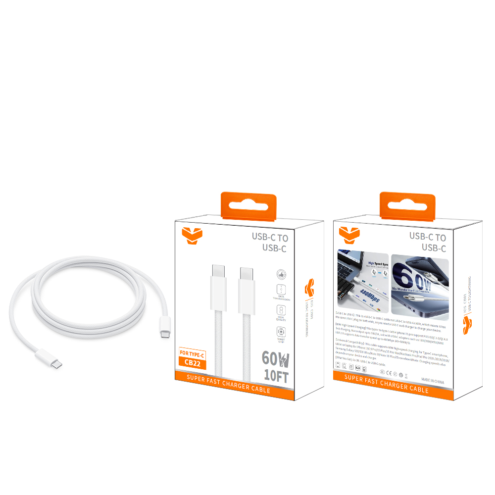 CB22  60W USB-C to USB-C Cable 10FT