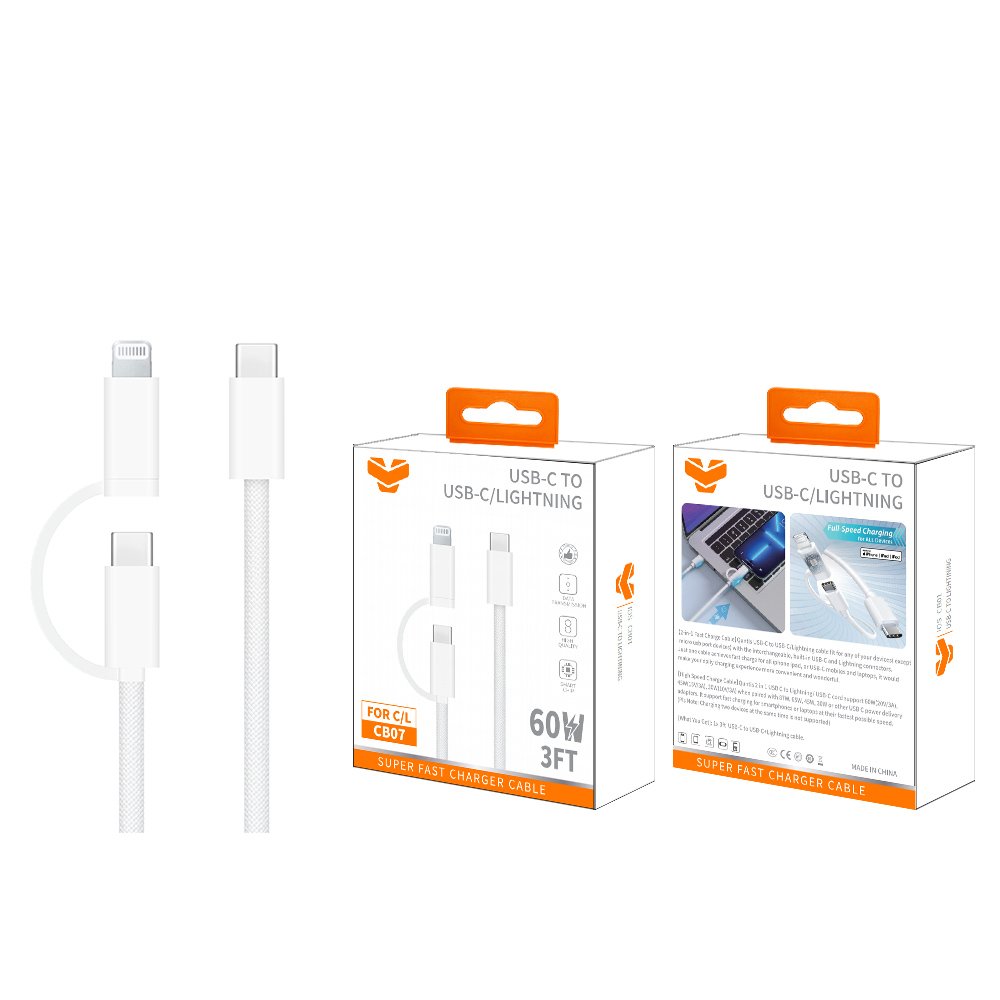 CB07  20W/60W USB-C to Lightning/USB-C Cable