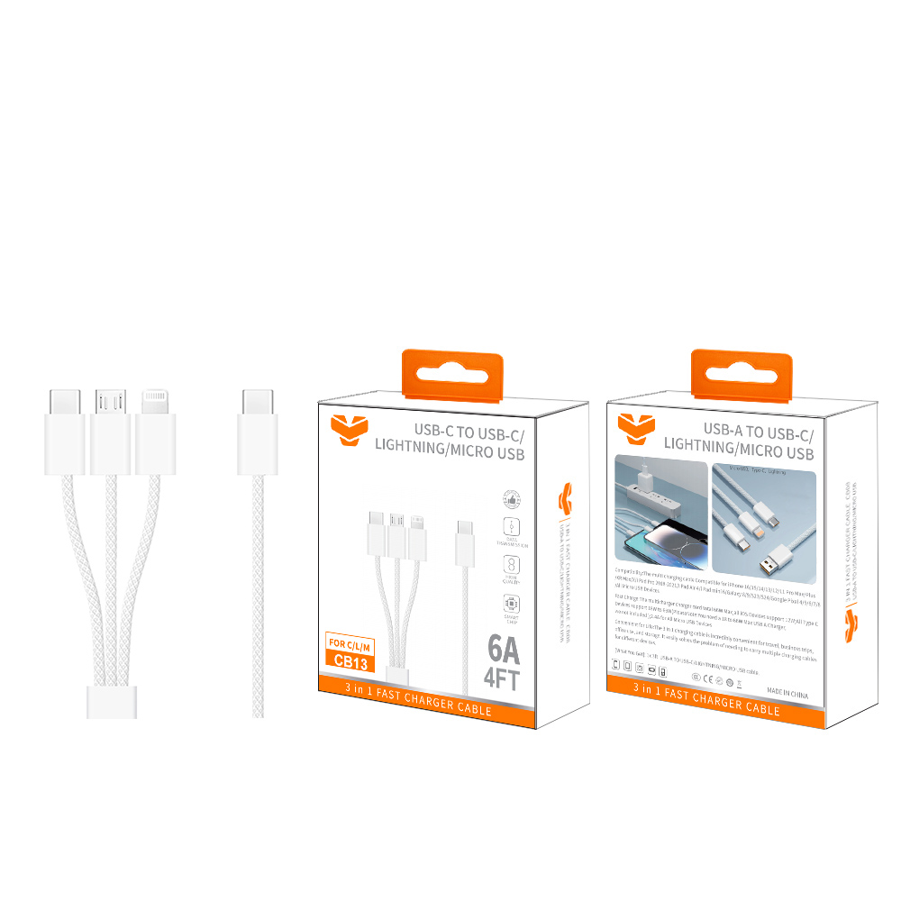 CB13  3 in 1 fast charger cable 6A