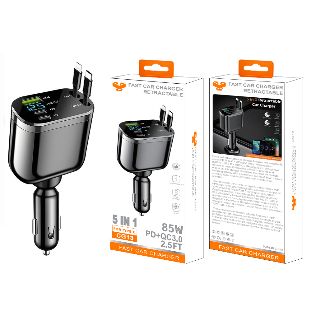 CG13  85W 5 in 1 multi-function car charger