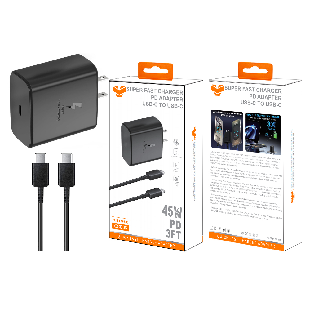 CGB06  45W PD wall charger +60W USB-C to USB-C Cable