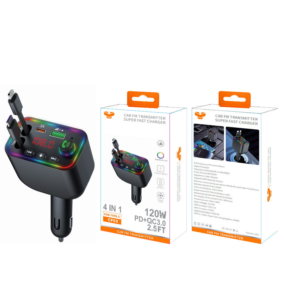 CF03  120W PD+QC3.0 Car FM Transmitter