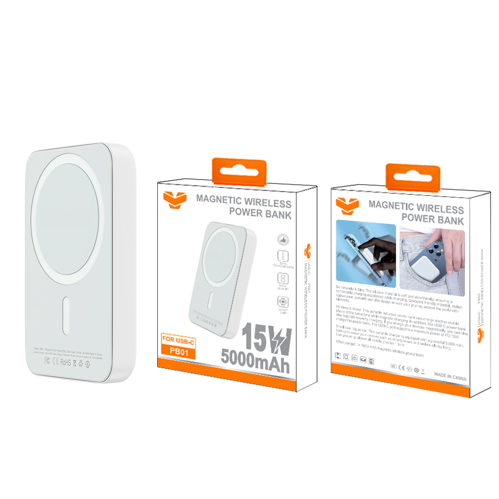 PB01  magnetic wireless power bank 5000mAh